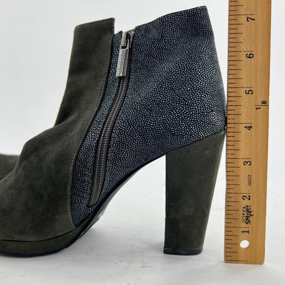 Sacha London (7) Flavia Green Suede Leather Zip Up Ankle Boots - Picture 13 of 13